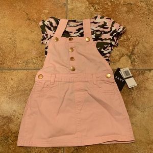 Girls DKNY overall and top, new! Size 4